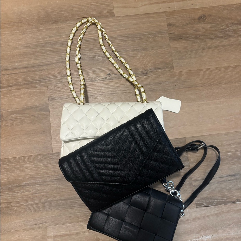 Quilted Crossbody Bags - White & Black